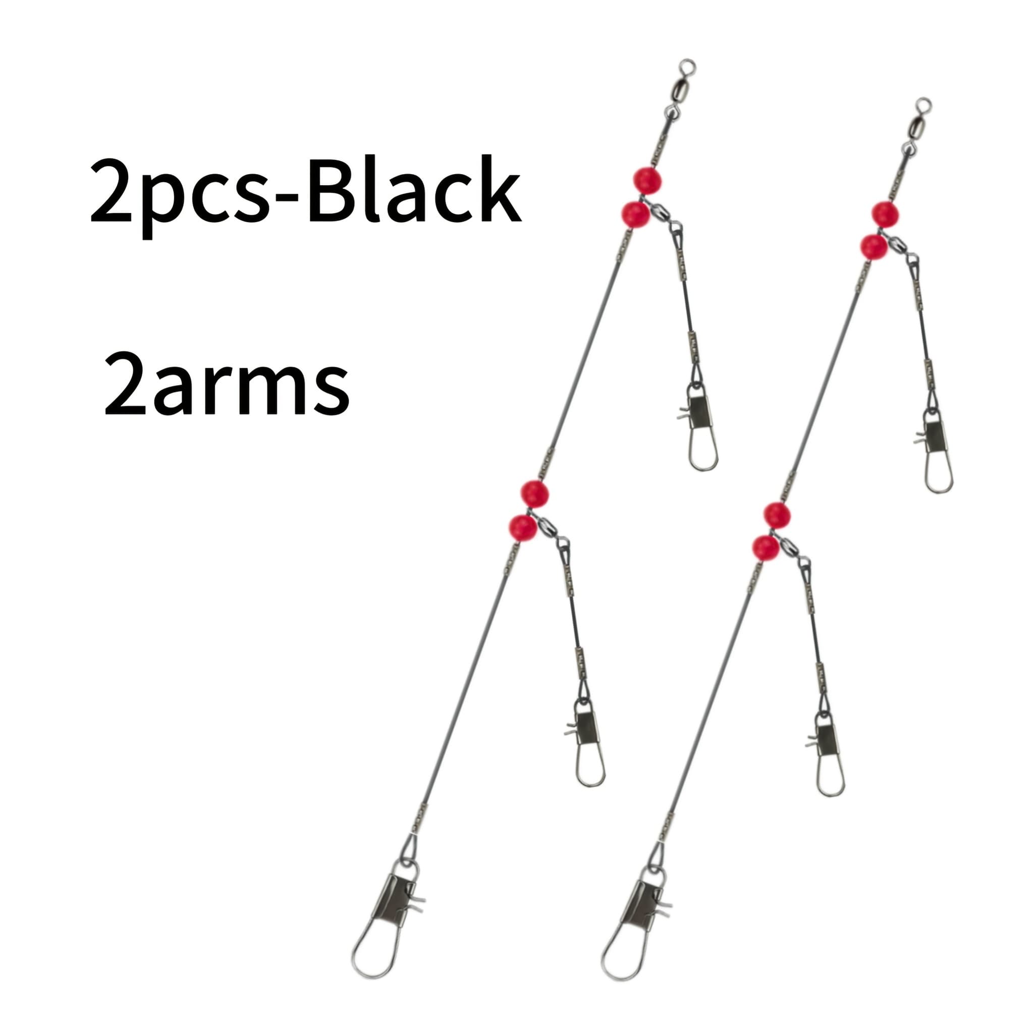 TEMU 2pcs Steel Wire Fishing Rigs – Heavy-duty 1-arm / 2-arm Anti- With Swivels & Snap Clips, Strong Bite-resistant Steel Trace For Saltwater Bottom Fishing &