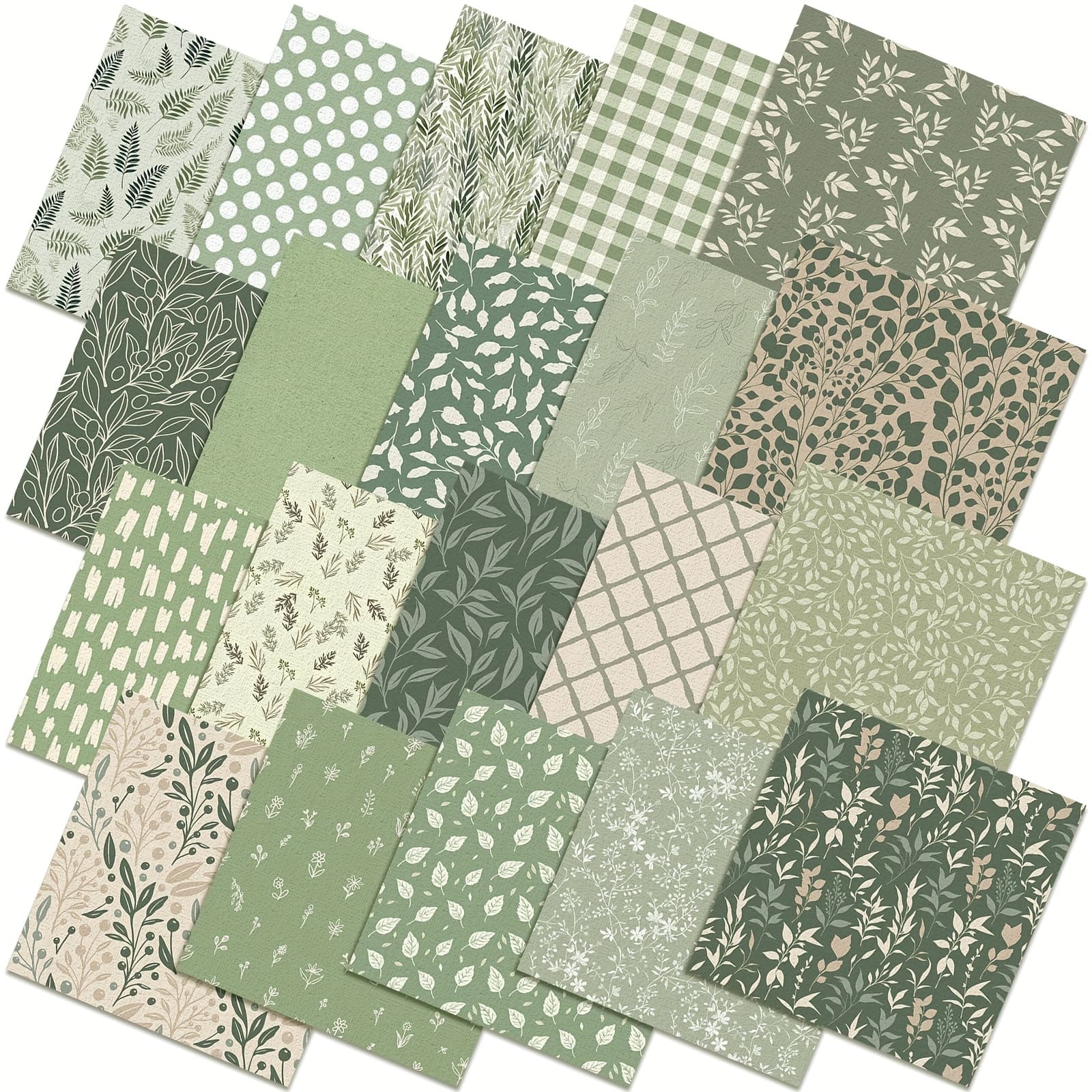 TEMU 20pcs 10x10 Inch Sage Green Quilting Fabric Squares Vintage Sage Floral Quilted Fabric Bundle Retro Green Precuts Printed Supplies For Holiday Sewing Craft