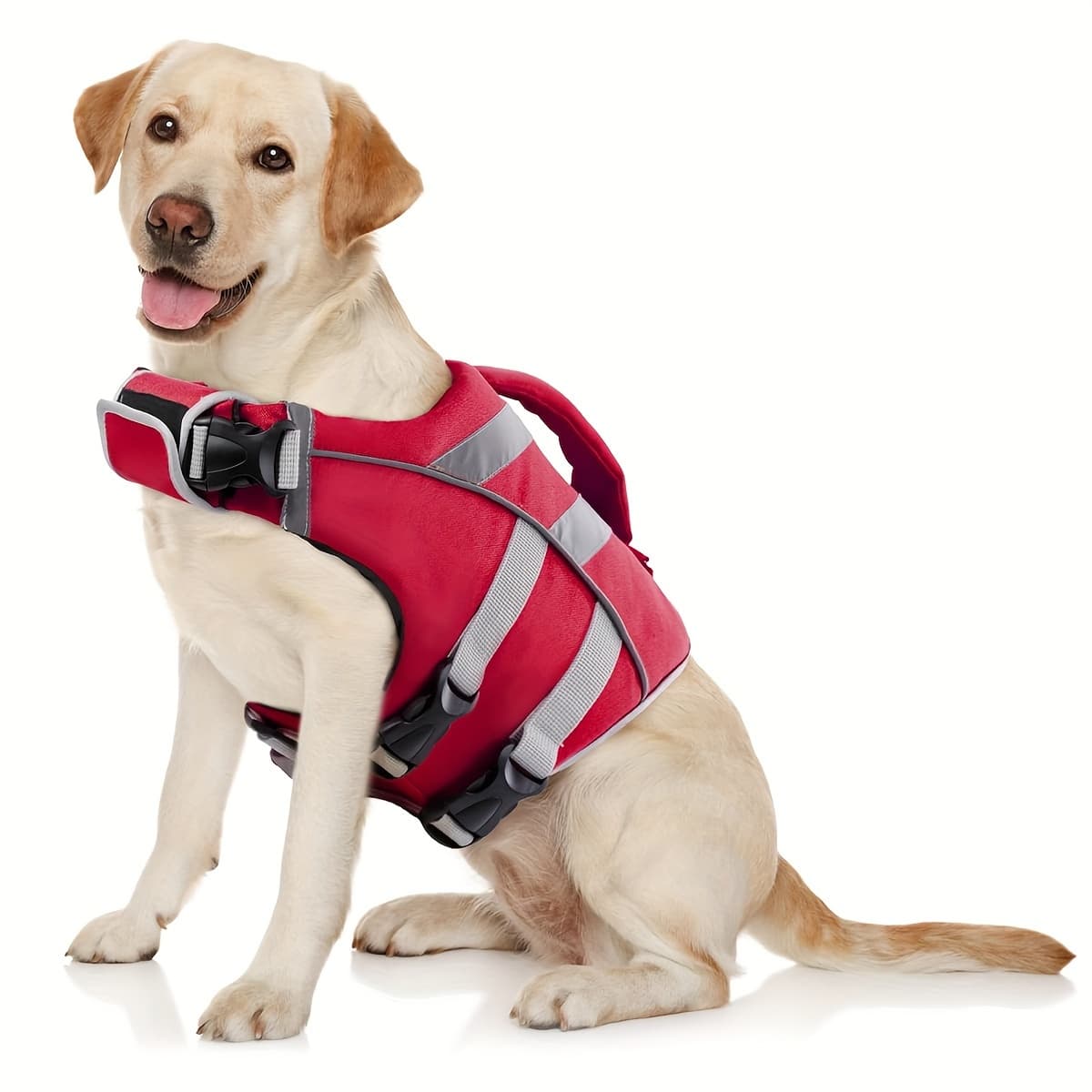 TEMU Your Dog' Are Safe And Stylish: Life Jacket With Reflective Stripes, Extra Sticky Band, D Ring, And Handle For