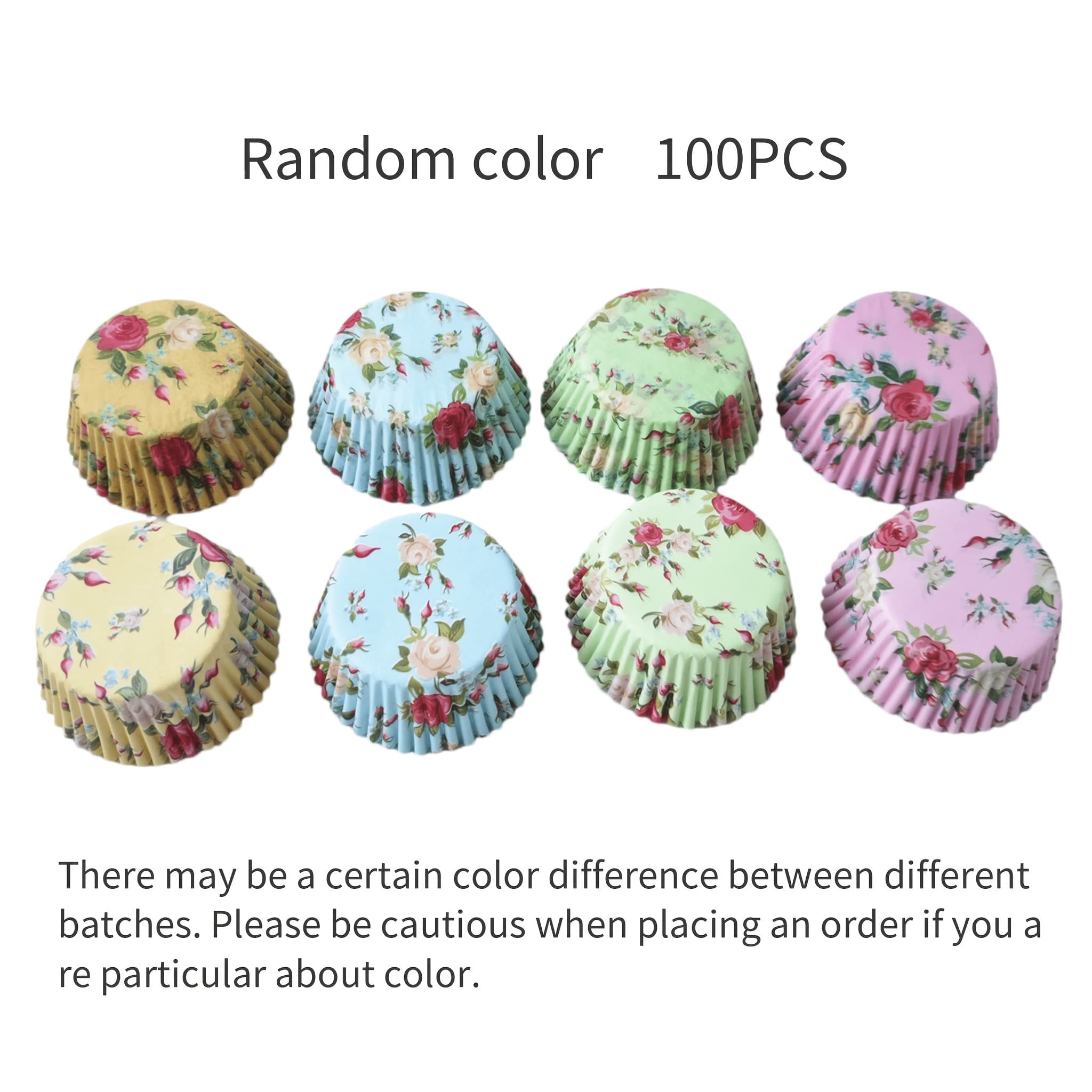 TEMU 100pcs Of Colored Printed Paper Cups, Muffin Cups, Cake Cups, And Cake Molds