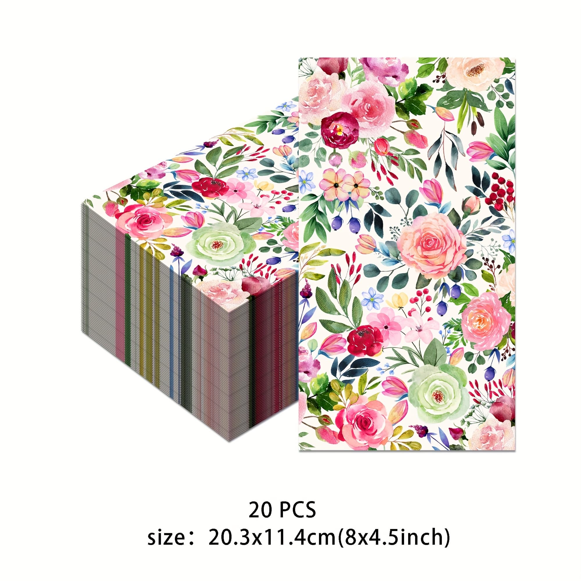 TEMU 20pcs Colorful Rose Pattern Paper Guest Napkins Party Disposable Paper Napkins Bathroom Kitchen Hand Towels For Wedding Party Supplies