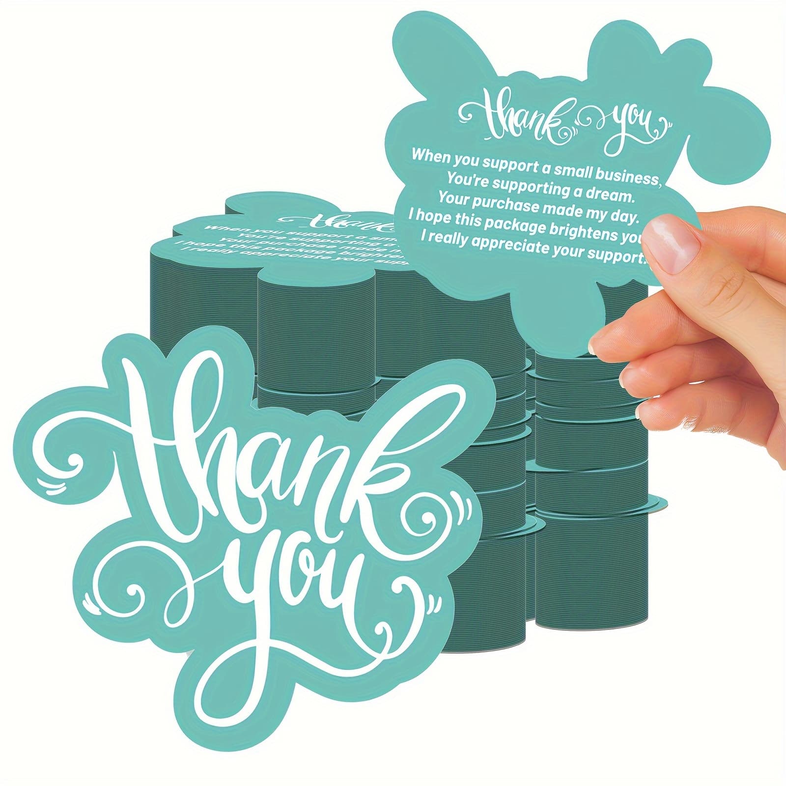 TEMU 60pcs Unique Thank You Cards Small Business, Green Thank You Cards For Small Business, Double-sided Printing Package Insert Notes For Small Stores Online Retailers