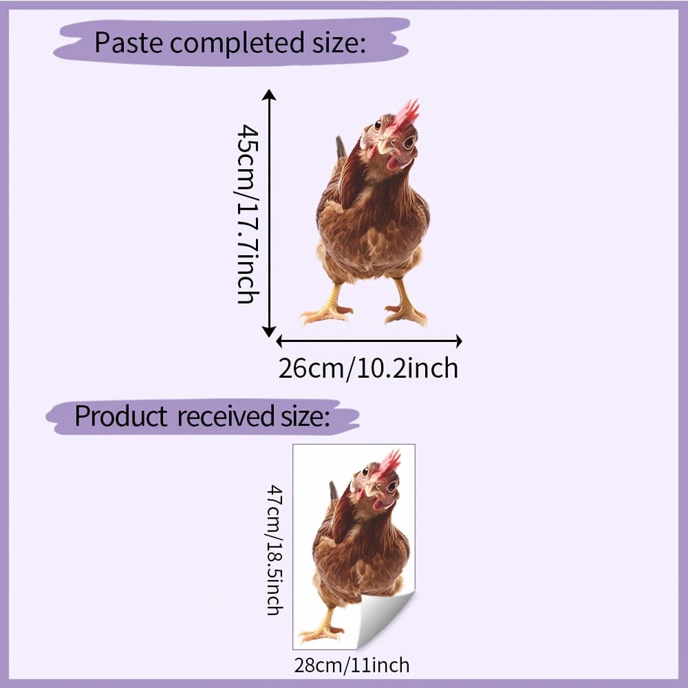 TEMU 1pc Static Cling Chicken Window Sticker Suitable For Glass Doors & - Pvc Chick With Irregular Shape, Static (no Residue) - Cute Farm Animal Decor For Room,, Glass Partitions