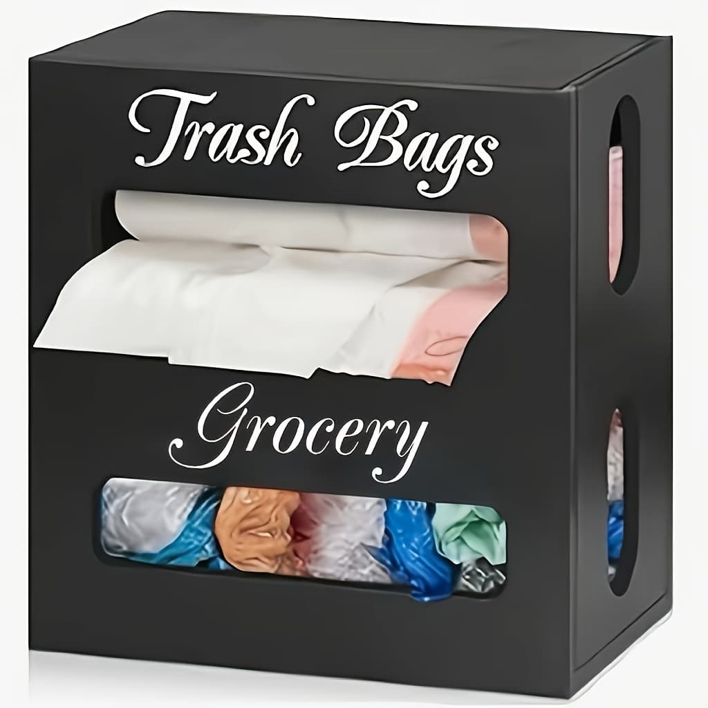 TEMU 2 In 1 Trash Bag Dispenser, Wood Trash Bag Holder, Garbage Bag Holder Wall Mount, Grocery Bag Dispenser For Plastic Bags, Kitchen Cabinet Under Sink Organizers And Storage