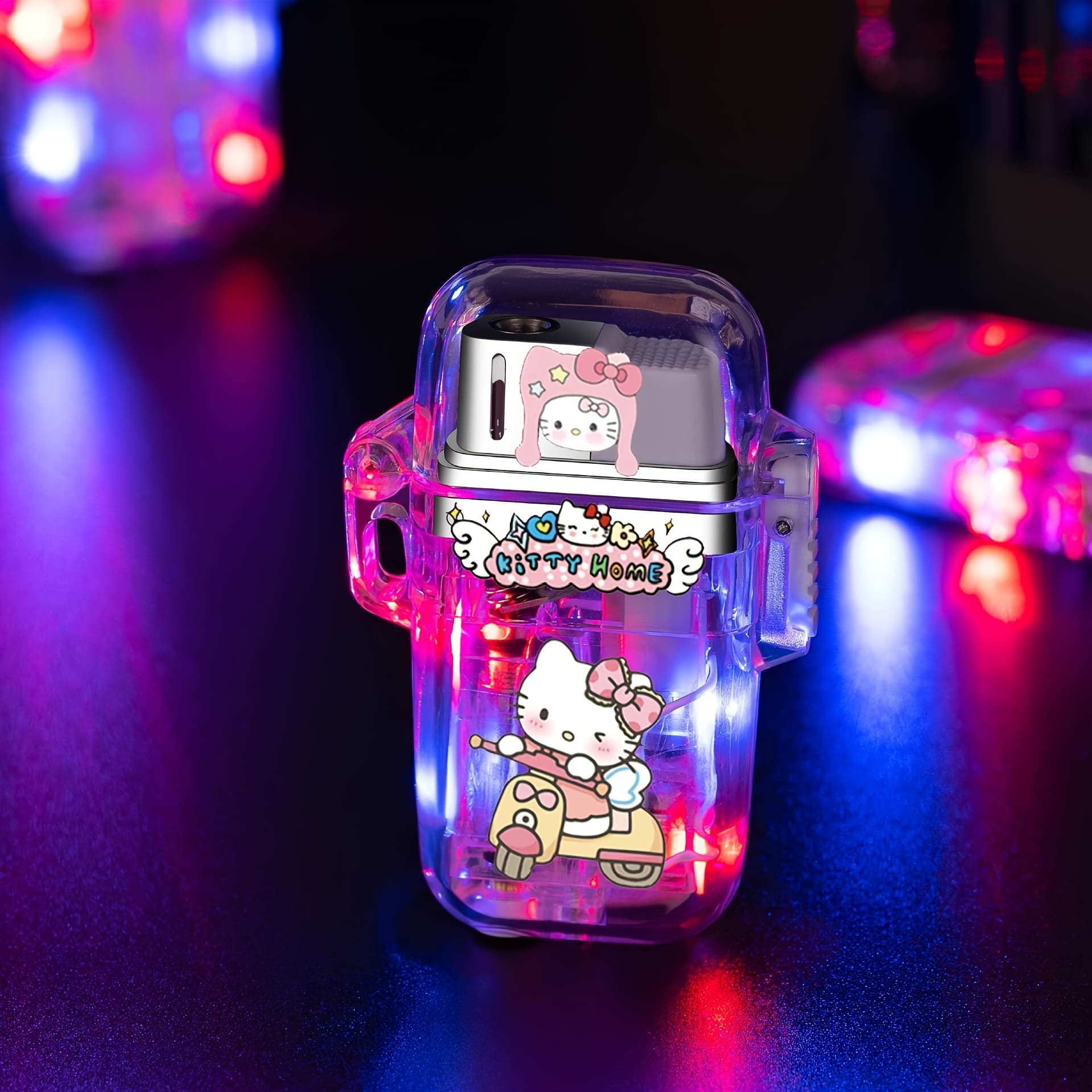 TEMU Cute Girlfriend Gift Lighter, Hello Transparent Led Light Lighter, Kuromi Cartoon Creative Lighter, Windproof Lighter, Lighter (butane-free)