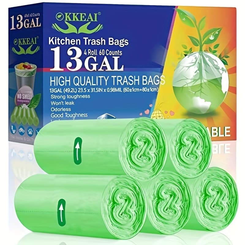 TEMU Large Garbage Bag 13 Gallon Tall Garbage Bag 49 Liter Liner, Suitable For Lawn, Yard, Home, Office, 60 Suitable For 10-15 Gallon Garbage Cans