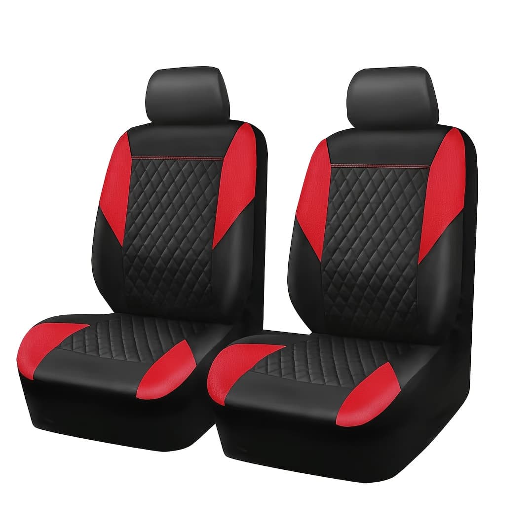 TEMU 2-seater Car Seat Covers - Synthetic Leather Material With Perforated Center, Breathable, Thickened & Wear-resistant, Universal