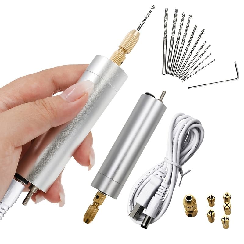 TEMU 1set Usb Mini Electric Drill Pen Kit, Handheld Micro Rotary Tool For Drilling, Polishing, Engraving, Nail Art, Jewelry Making With Drill Bits &