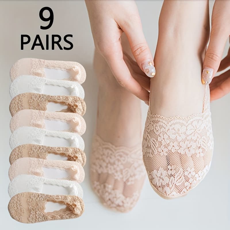 TEMU 9 Pairs Summer Thin Socks Women's Floral Print Breathable Boat Socks