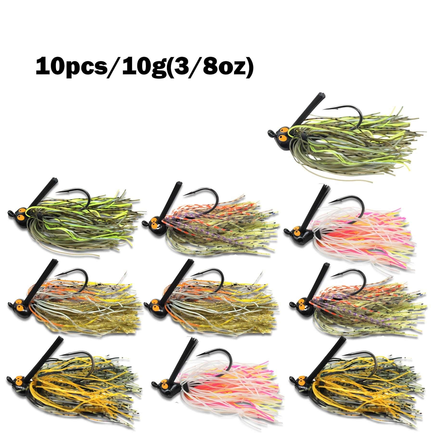 TEMU Dovesun Fishing Lures For Bass Jig Heads, 10-pack Swimbait Jigheads 5colors Bait For Saltwater/freshwater Fishing 1/4oz 3/8oz 1/2oz
