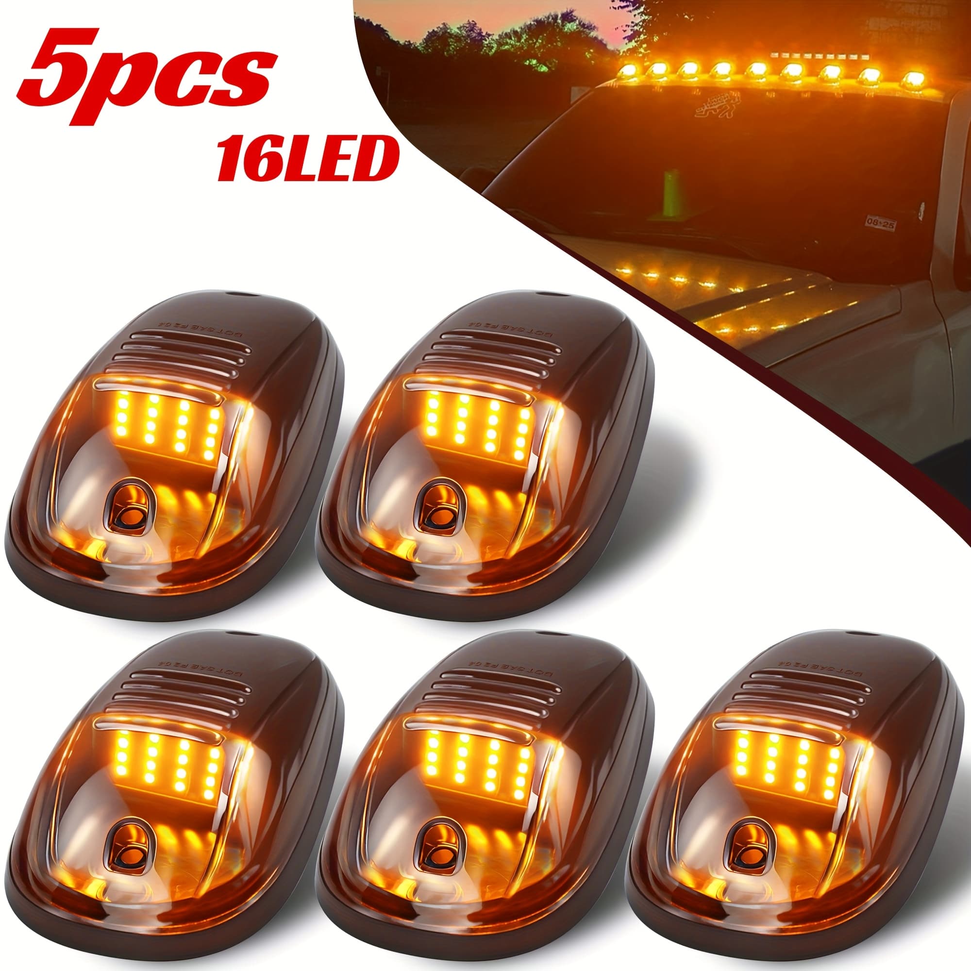 TEMU 5pcs/set 16/24 Led Roof Marker Light Bulbs, 12v , Sturdy Construction, Easy Wiring Harness Replacement, Fits 2003-2018 1500 2500 3500 4500 5500 Pickup Trucks, Without Battery