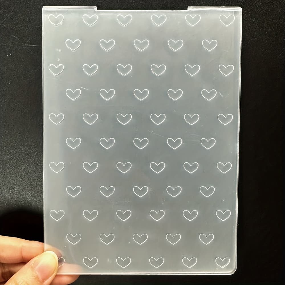 TEMU Valentine's Day Small Heart 5-pattern Diy Plastic Embossing Template - 3d Raised Card, Perfect For Occasions And Making Cards, Scrapbooks, Gift Tags, And More