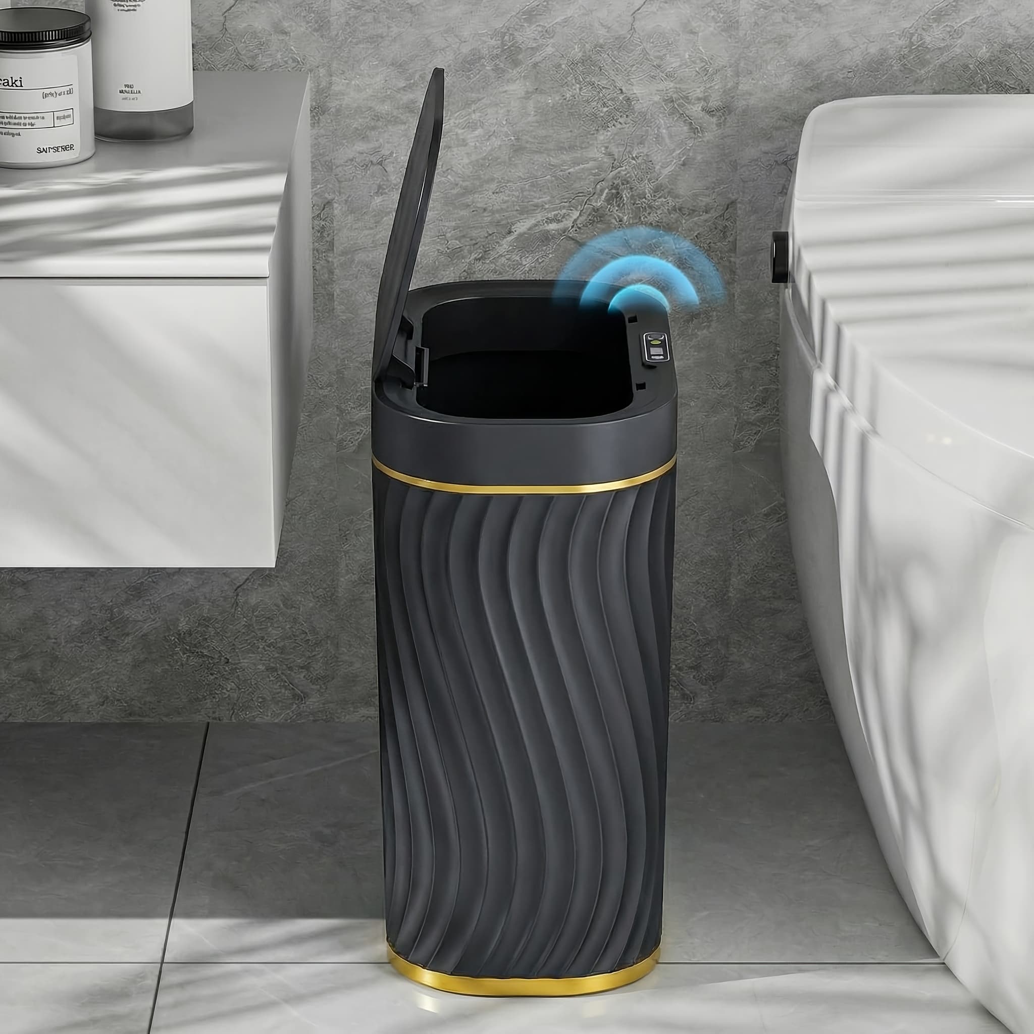 TEMU Bathroom Small Trash Can With Automatic Touchless Lid, 2.6 Gallon Smart Narrow Trash Bin For Bedroom, Office, Living Room
