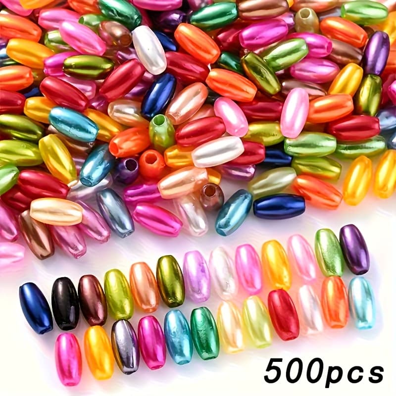 TEMU 500pcs Assorted Colors Acrylic Loose Spacer Beads 4x8mm Oval, Jewelry Making, Fashion Earrings, Bracelets, Necklace, Phone Chain Bead Additions, Craft And Sewing Supplies