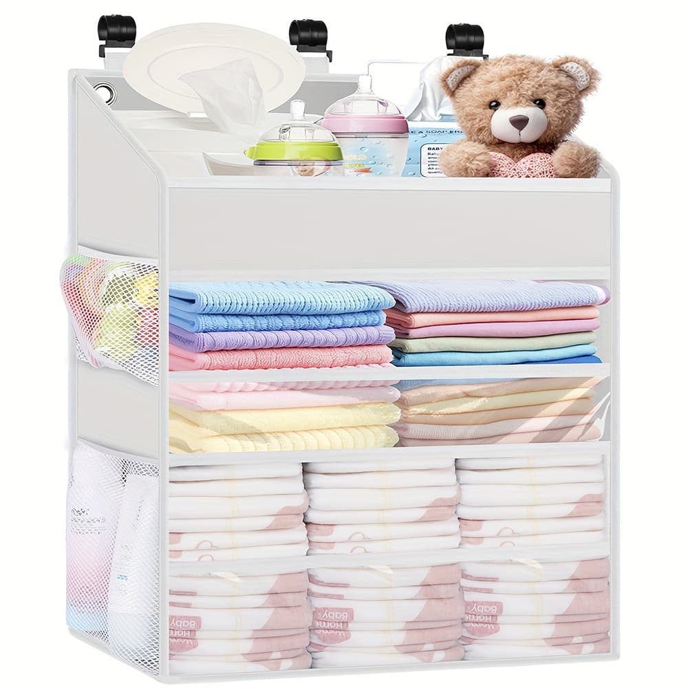 TEMU Multiple Pocket Hanging Organizer Diaper Caddy Storage- Changing Station With - Polyester Fiber Construction, Christmas, Halloween, Thanksgiving Day Gift