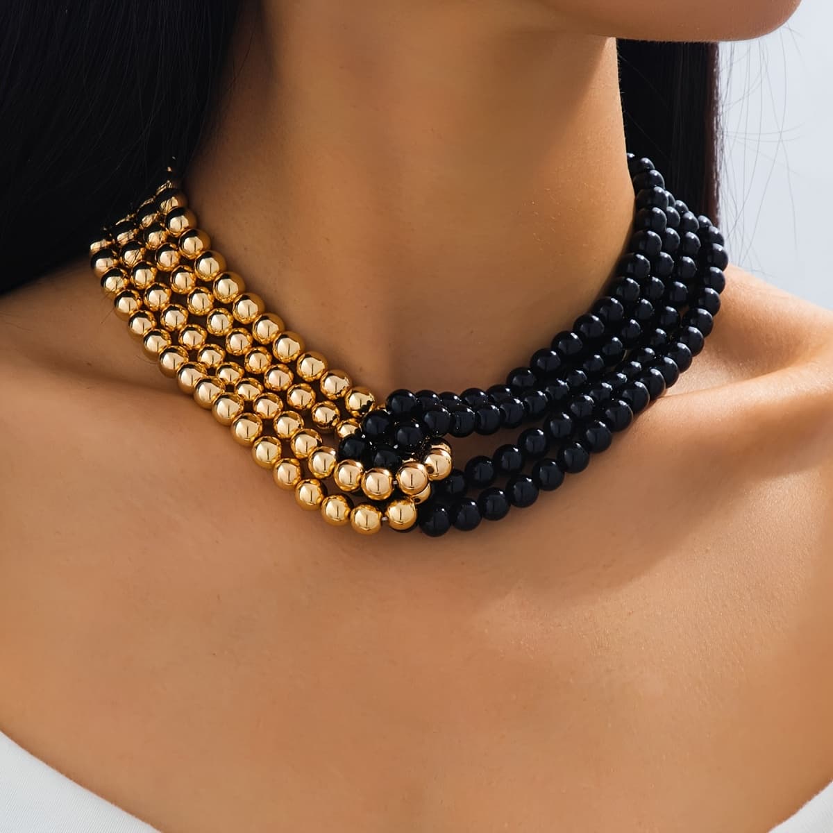 TEMU 1pc Vintage Beaded Collarbone Necklace For Women' Wear