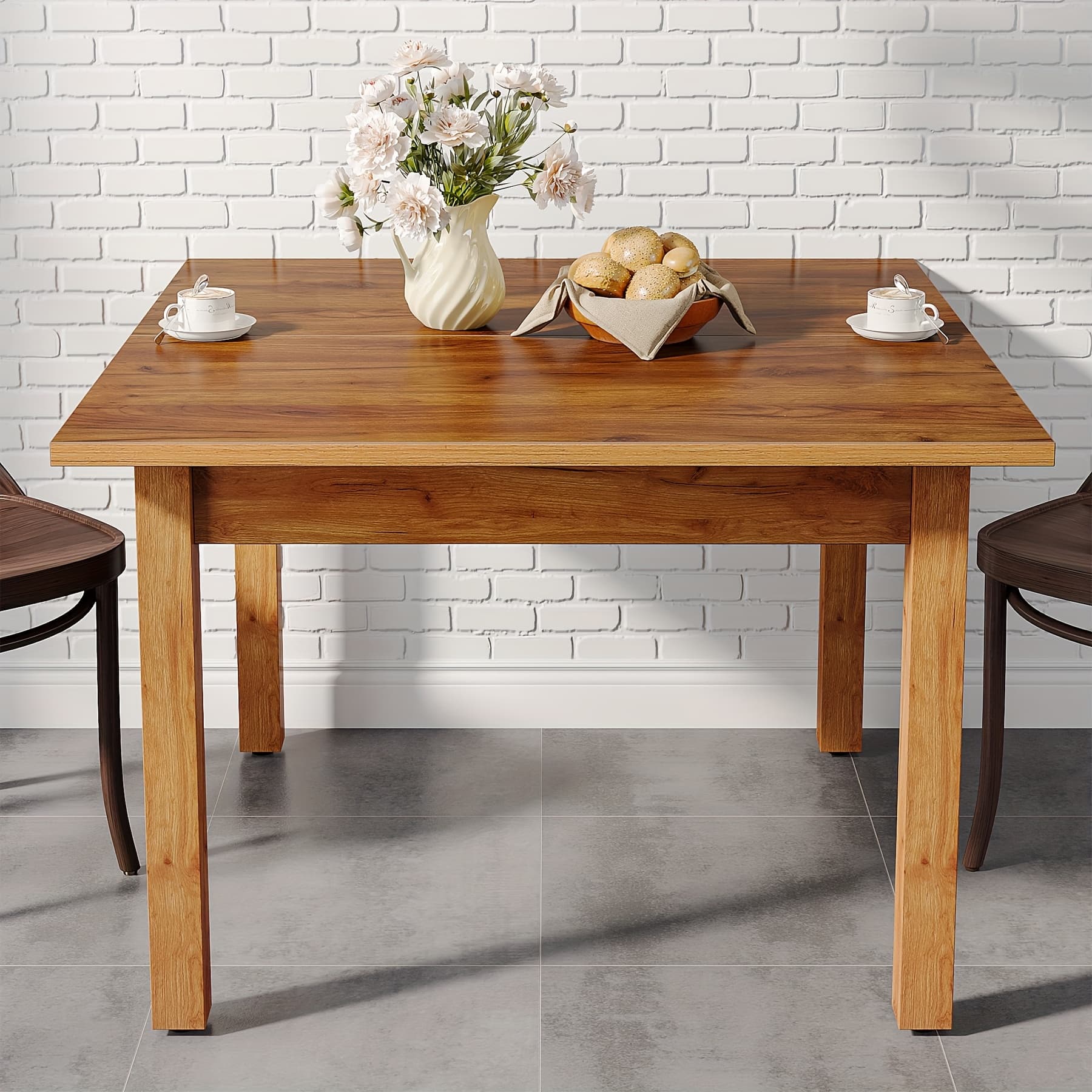TEMU Square Dining Table For 4 People, Wooden Dining Room Table, Farmhouse Dinner Table For Kitchen, Dining Room, Or Small Spaces (only Table)