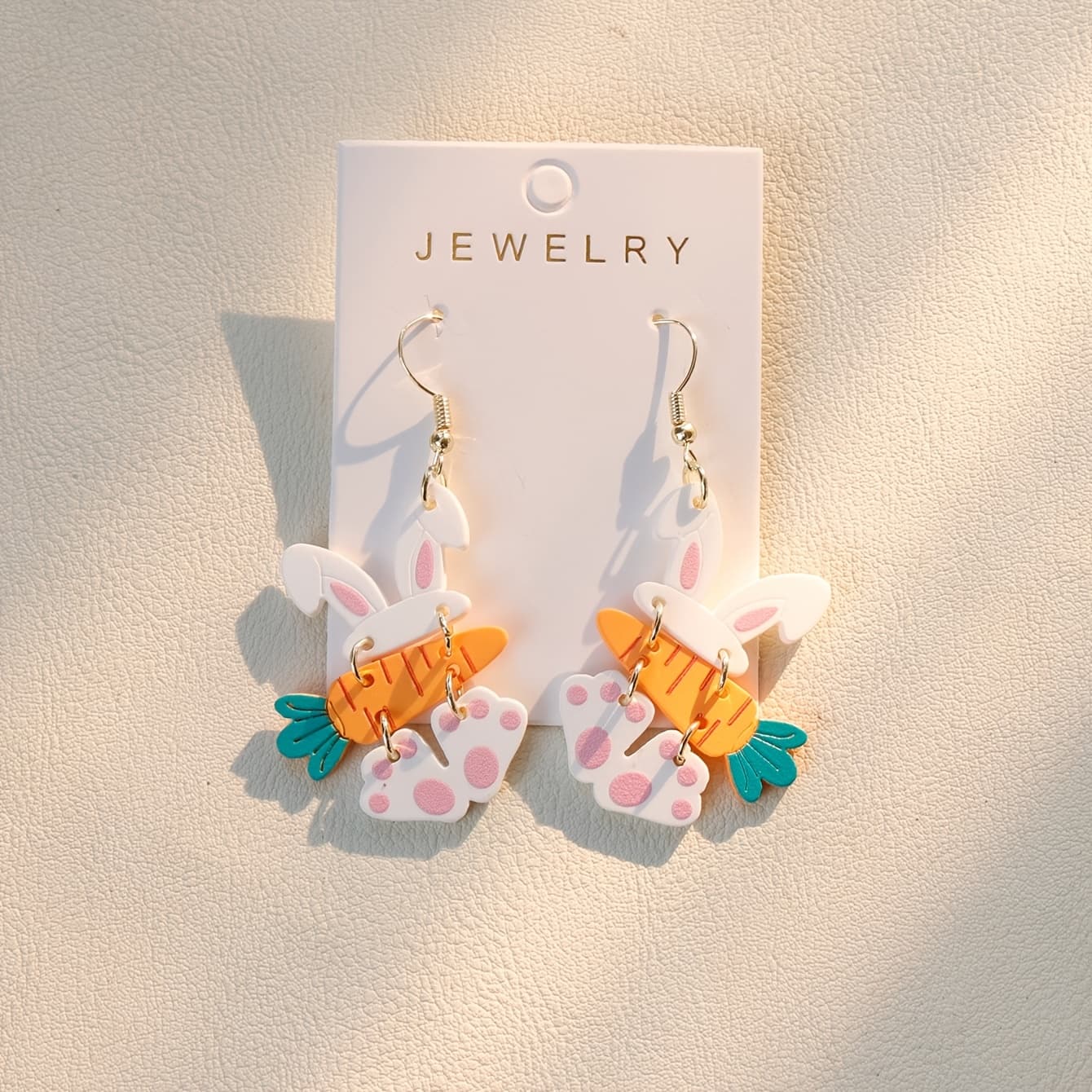 TEMU 1 Pair Women' Cute Korean Style Bunny Ears Carrot Dangle Earrings With Carrot Earpiece & -looking Ears Suitable For Easter Party, Spring Festival, Music Festival - Wearable Ear
