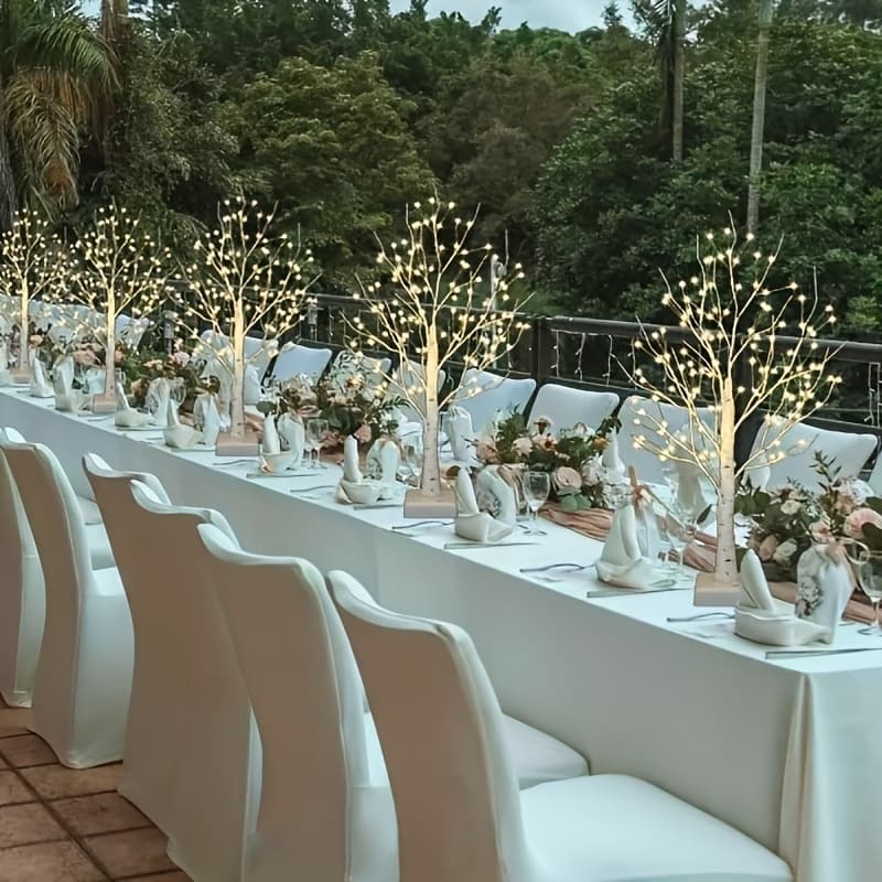 TEMU 4/6pcs Illuminated Birch Tree, Wedding Decoration, Led Birch Tree, Warm White For Home, Fireplace Indoors, Back-to- Decoration, Decorative Lights For Wedding Birch Tree