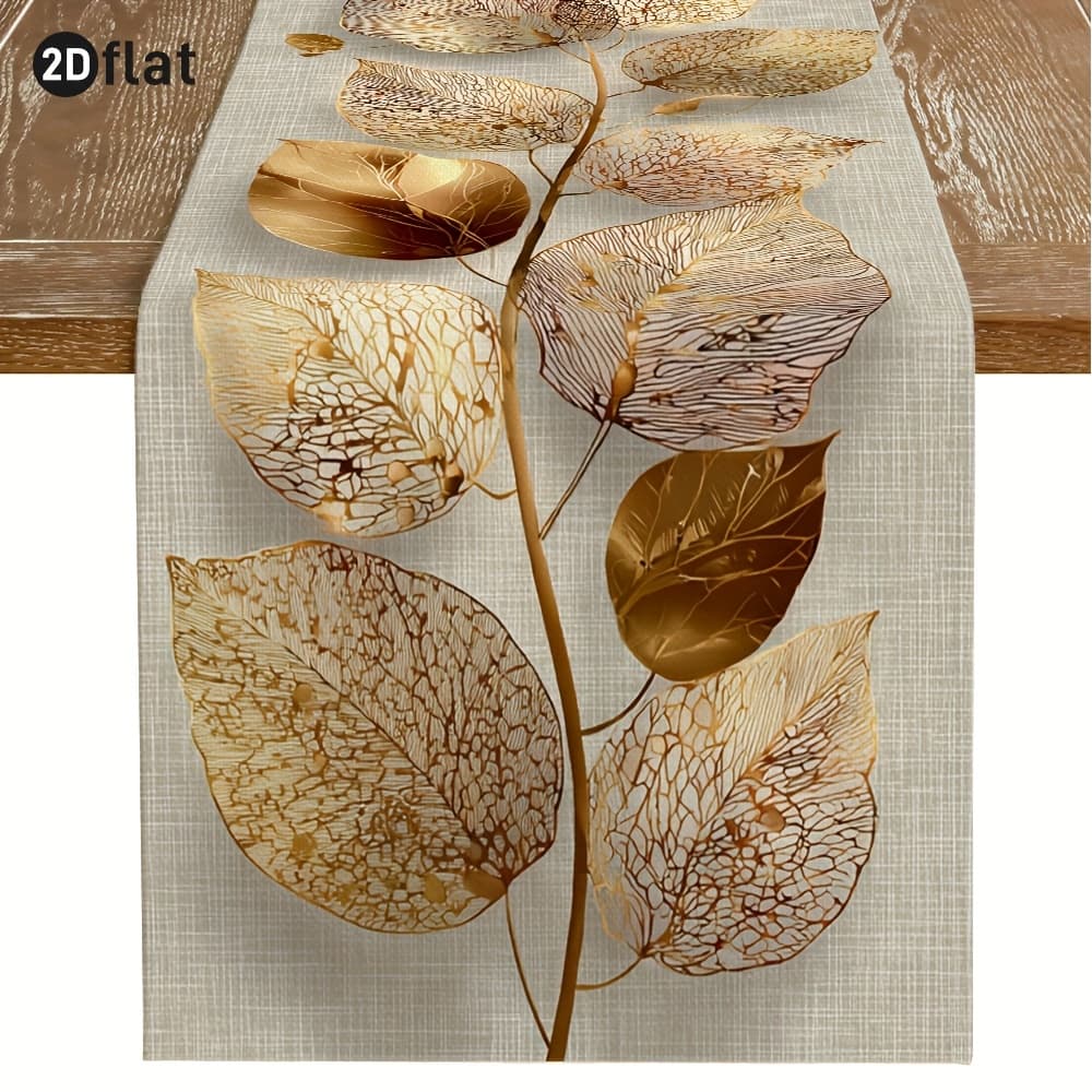TEMU 1pc, 2d Flat Printing, Gilded Branch Abstract Table Runner, Natural Texture Table Runner, Light Luxury Minimalist Style, Tablecloth Table Runner, Long Picture Printing Clear Texture, Home Decor