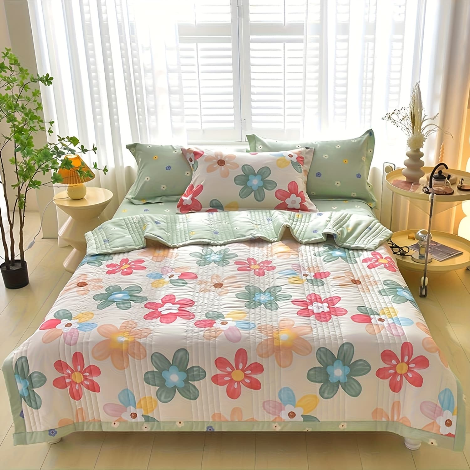 TEMU Spring Quilt Comforter, -friendly Microfiber Filling, Space Washable All Season Light Summer Quilt, Lightweight Summer Comforter