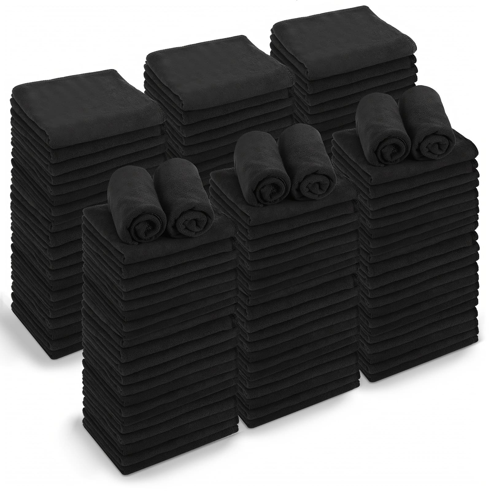TEMU 72 Pack Bleach-proof Coral Fleece Hand Towels 16x27 Inch - Super Soft, Durable & Absorbent Bulk Towels For Spa, Gym, Hotel, Kitchen, Facial Use (black), , Plush Texture, Material,