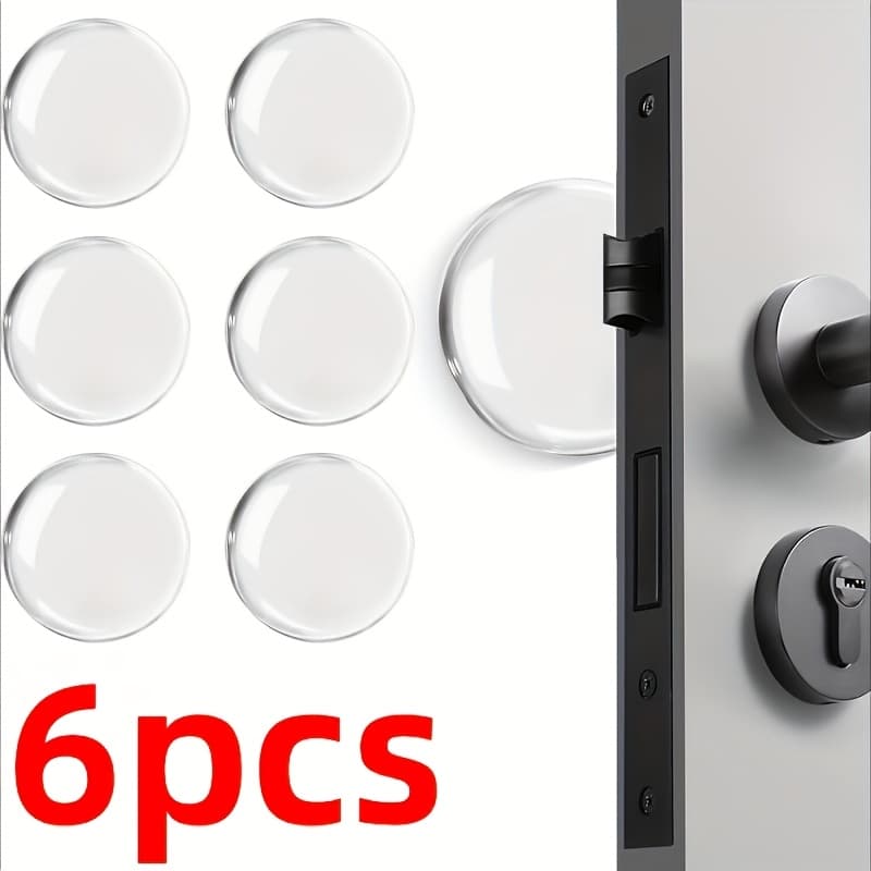 TEMU 6pcs Self-adhesive Door Stop Wall Protectors - Transparent Rubberized Bumpers, Shock-absorbing Concealed Design To Prevent Wall Damage & Noise, For Home, Office, Cabinets, Refrigerator