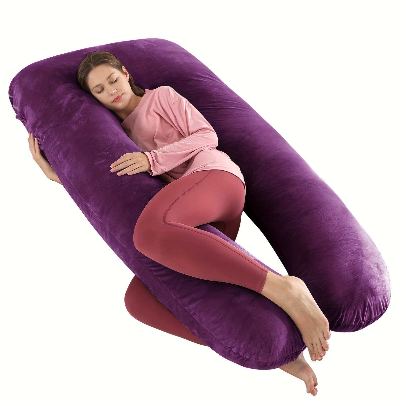 TEMU 's Dream 47-inch Full Body Pillow, Maternity Pillow, Maternity Full Body Pillow With Velvet Pillowcase, Full Body Pillow With Back, Leg, And Tummy Support, , Comfortable Sleep