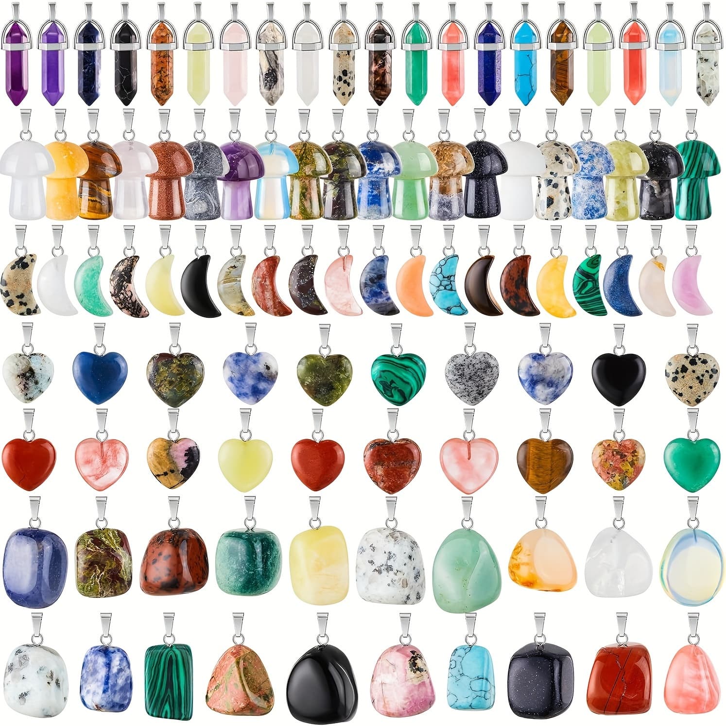 TEMU 60/100pcs Irregular Stone Pendants, Moon Mushroom Charms For Jewelry Making