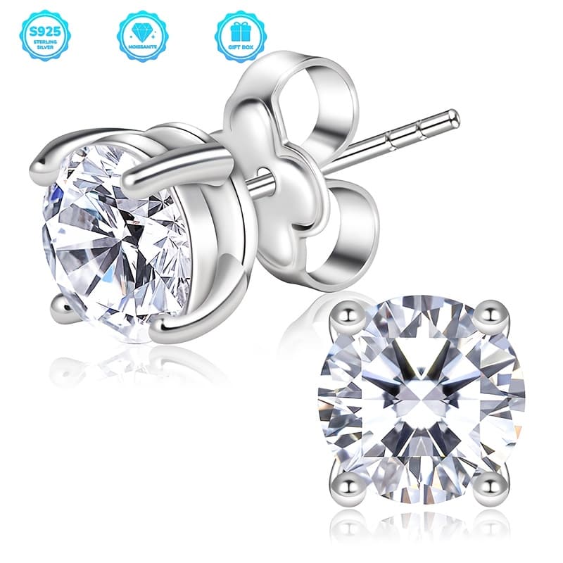 TEMU 925 Sterling Silvery 6mm Synthetic Zirconia Earrings For Women, Simple And , Suitable For Daily Wear, Used As A Gift For , Mothers, Female Spouses, And Comes With A Beautiful Jewelry Box