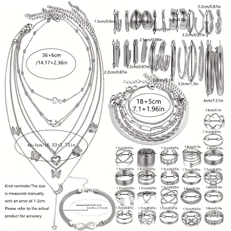 TEMU 57pcs/set Golden Bracelets Rings Anklets Earrings Necklaces Elegant Female Gift Without Box