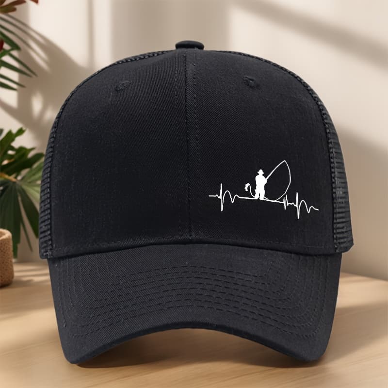 TEMU High-quality Fishing , Spring/summer Mesh Breathable Sweat-wicking Outdoor Leisure Sports Sun Hat, Fashion Printed Fishing
