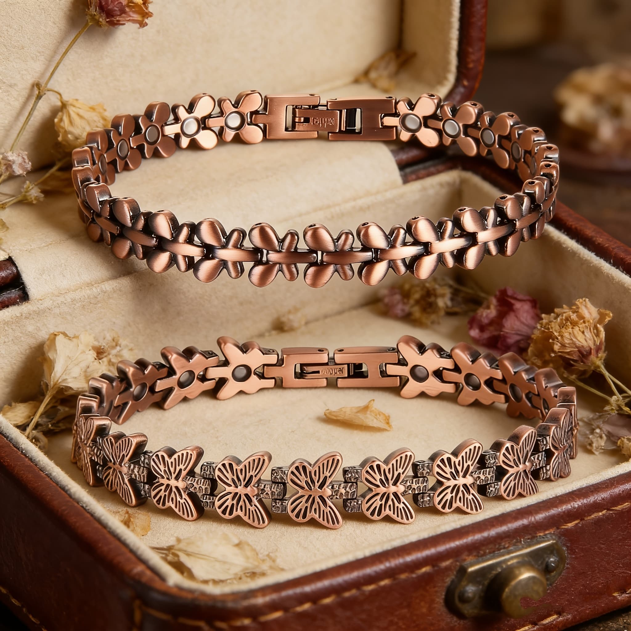 TEMU 2 Elegant Magnetic Copper Bracelets For Women, With A Chain Design. This Stylish Accessory Is Suitable For Occasions And An Ideal Gift For , Birthdays, Or Anniversaries