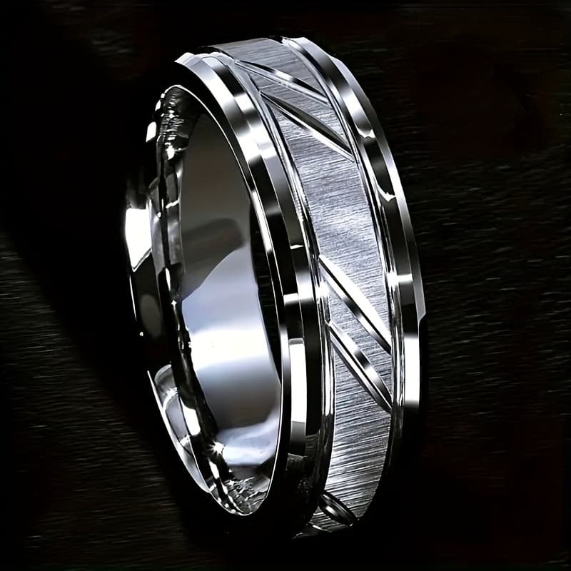 TEMU 1pc 6/8mm Brushed For Men And Women, Suitable For Proposal, Engagement, Wedding Ring, Promise Ring