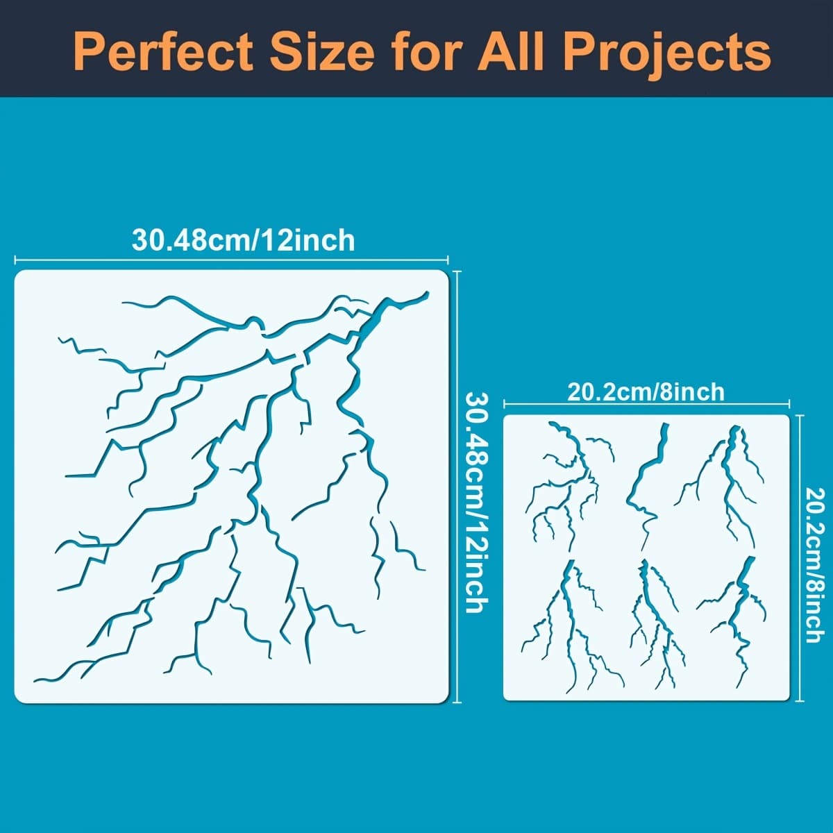 TEMU 2pcs Reusable Stencil For Lightning Measuring, Large Lightning Stencil Ideal For Painting With Brushes And Templates For Crafts, Wall Art, Furniture, And Wood Canvas.
