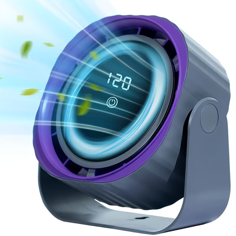 TEMU A Silent Wall Mounted Desktop With Digital Display, 5-speed Wind Speed, Hung, A 5400mah Battery, Portable Usb Desktop , Suitable For Office, Bedroom, Bedside, Travel, Camping