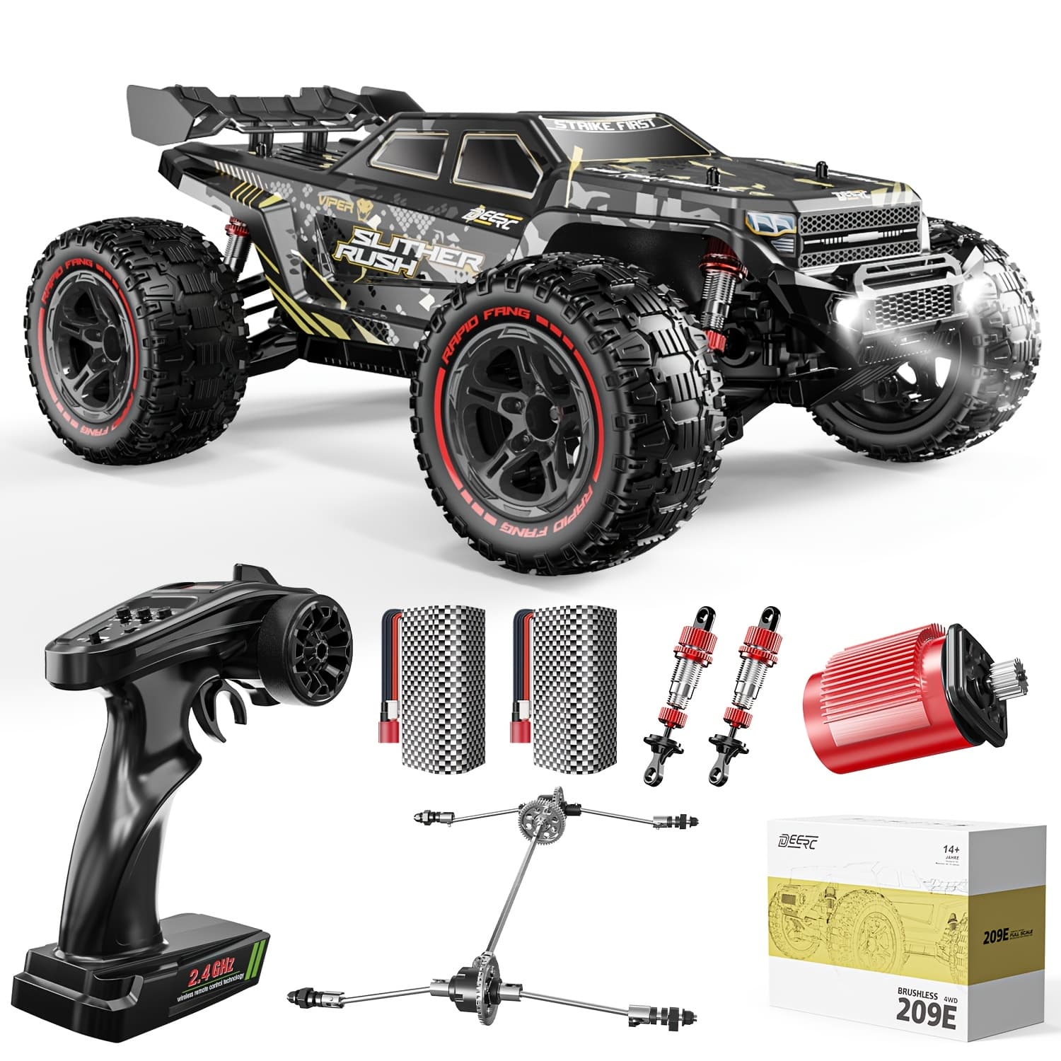 TEMU Deerc 1:10 Fast Brushless Rc Car For Adults, Max 60km/h, Non-toy Product, Intended For Professional Users, Collectors, Or Sports And Competitive Use