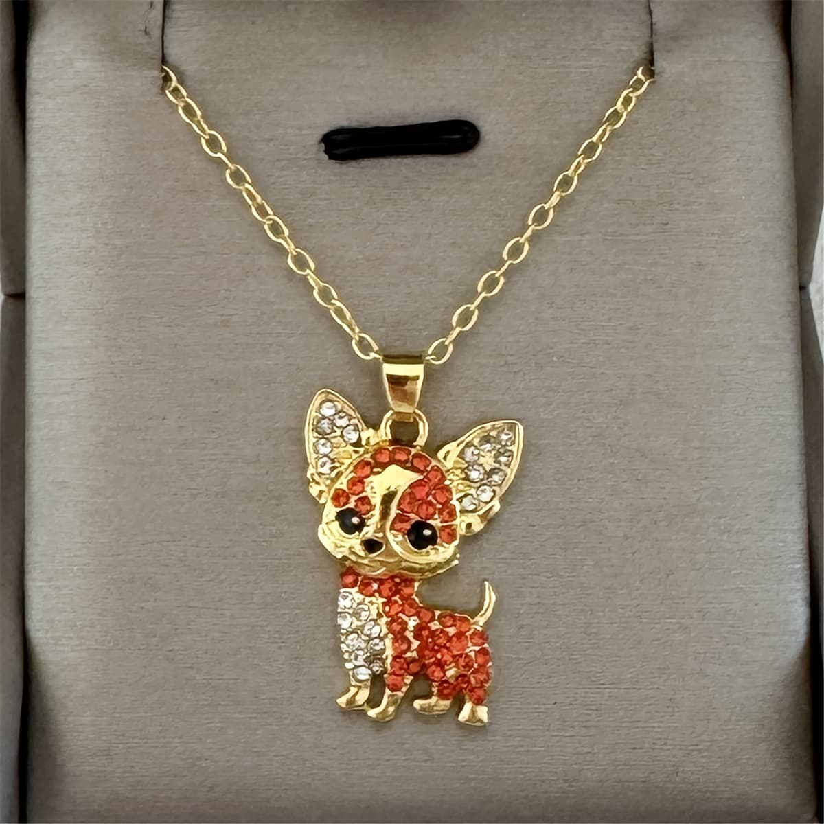 TEMU Cartoon Cute Golden Chihuahua Necklace Dog Memorial Jewelry Party Accessories Dog Lovers Birthday Gift, For Teenager