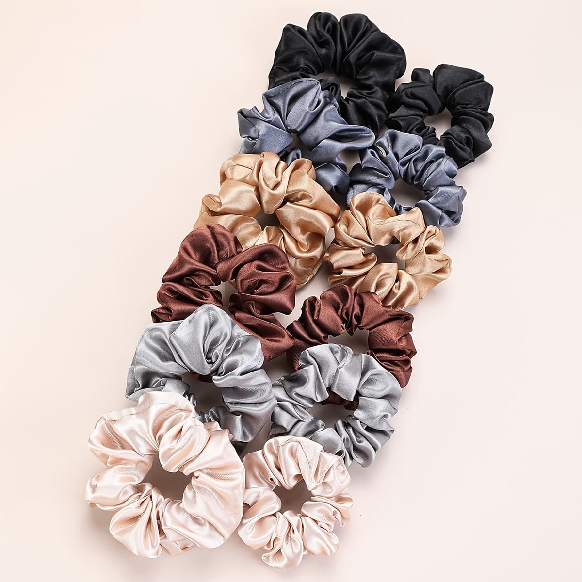 TEMU 12pcs Bright Satin Large Hair Ties, Satin Solid Color Large Rings