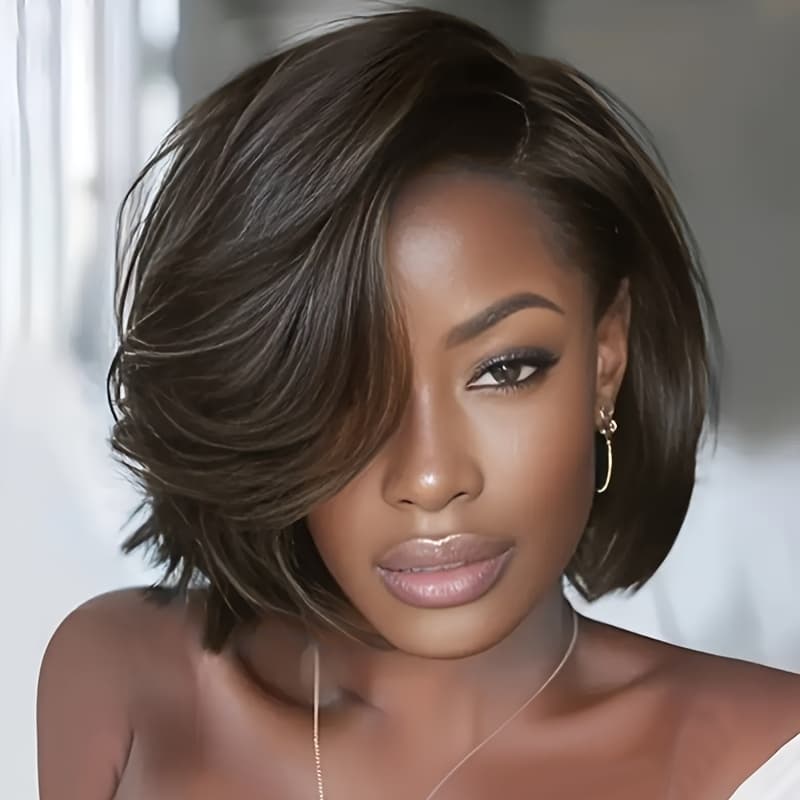 TEMU The Hair Is Soft And Shiny, Can Well Short Straight Wig With Layered Synthetic Wigs For Women Hair Wigs For Wig Beginner Friendly