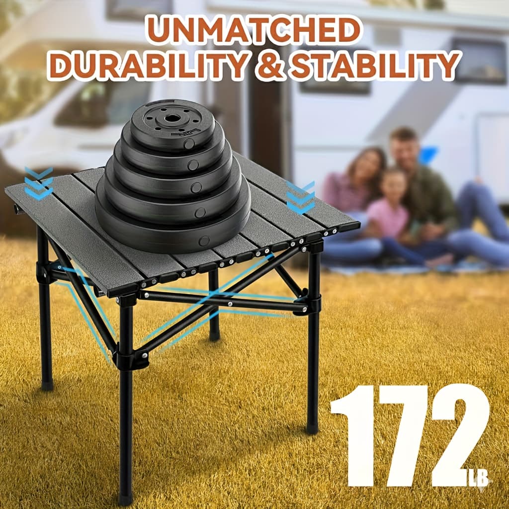 TEMU Portable Folding Camping -4 Aluminum Collapsible Table Lightweight With Carry Bag For Camping, Hiking, Picnics, Bbq, Beach Trips & Tailgating