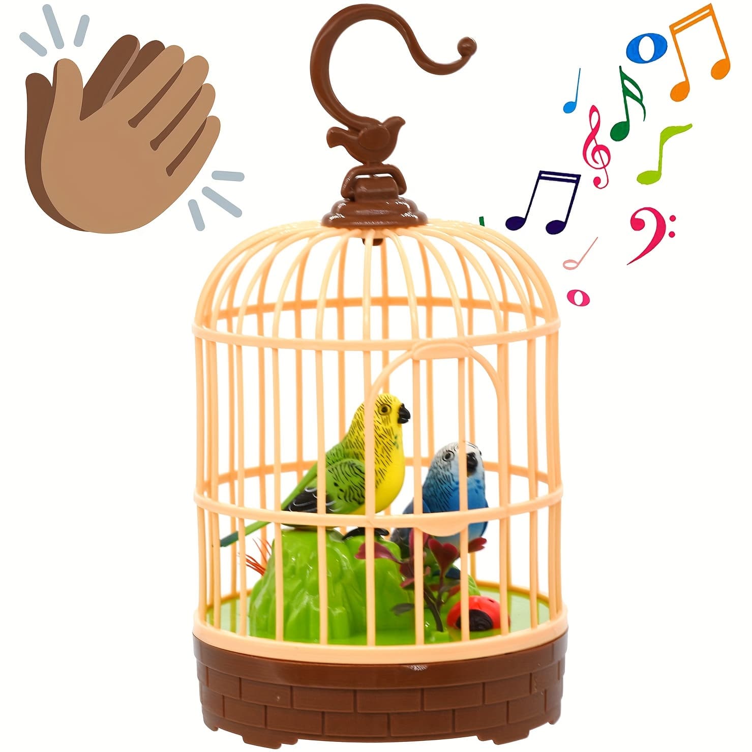 TEMU Mini Voice-activated Birds Birdcage Toys, Chirping And Wings Fluttering Parrot Animals Toy Gifts For Kids Children