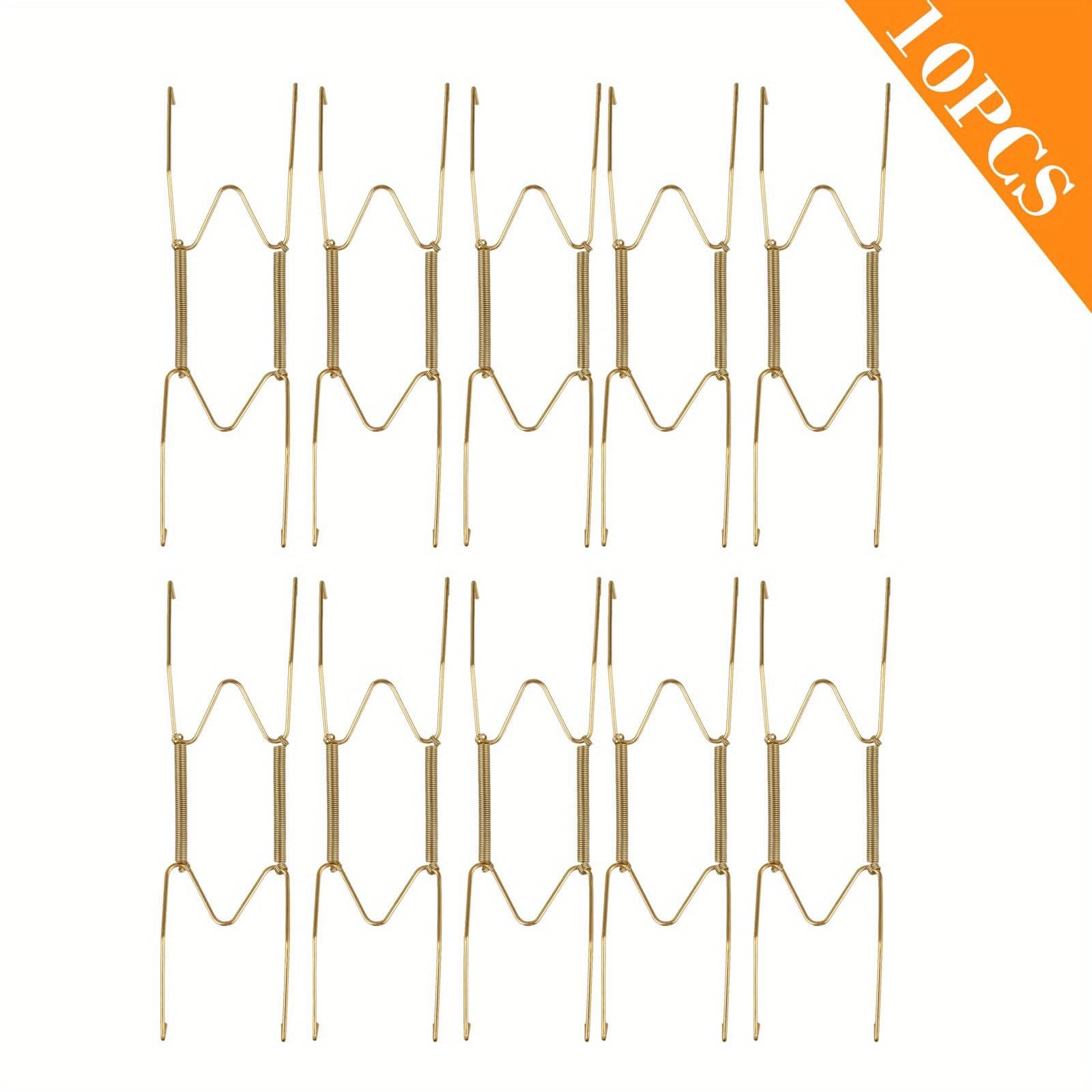 TEMU 10pcs Spring Hanging Plate Hooks, Invisible Plate Wall Mounted Display Holders, W-shaped Plate Hangers Decor For Living Room, Home, Utility Hooks