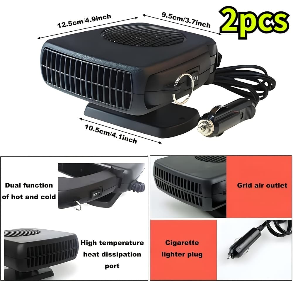 TEMU Heater, 150w 12v Portable Heater That Plugs Into Plug, 360° Rotatable 2-in-1 Fast Heating & Cooling