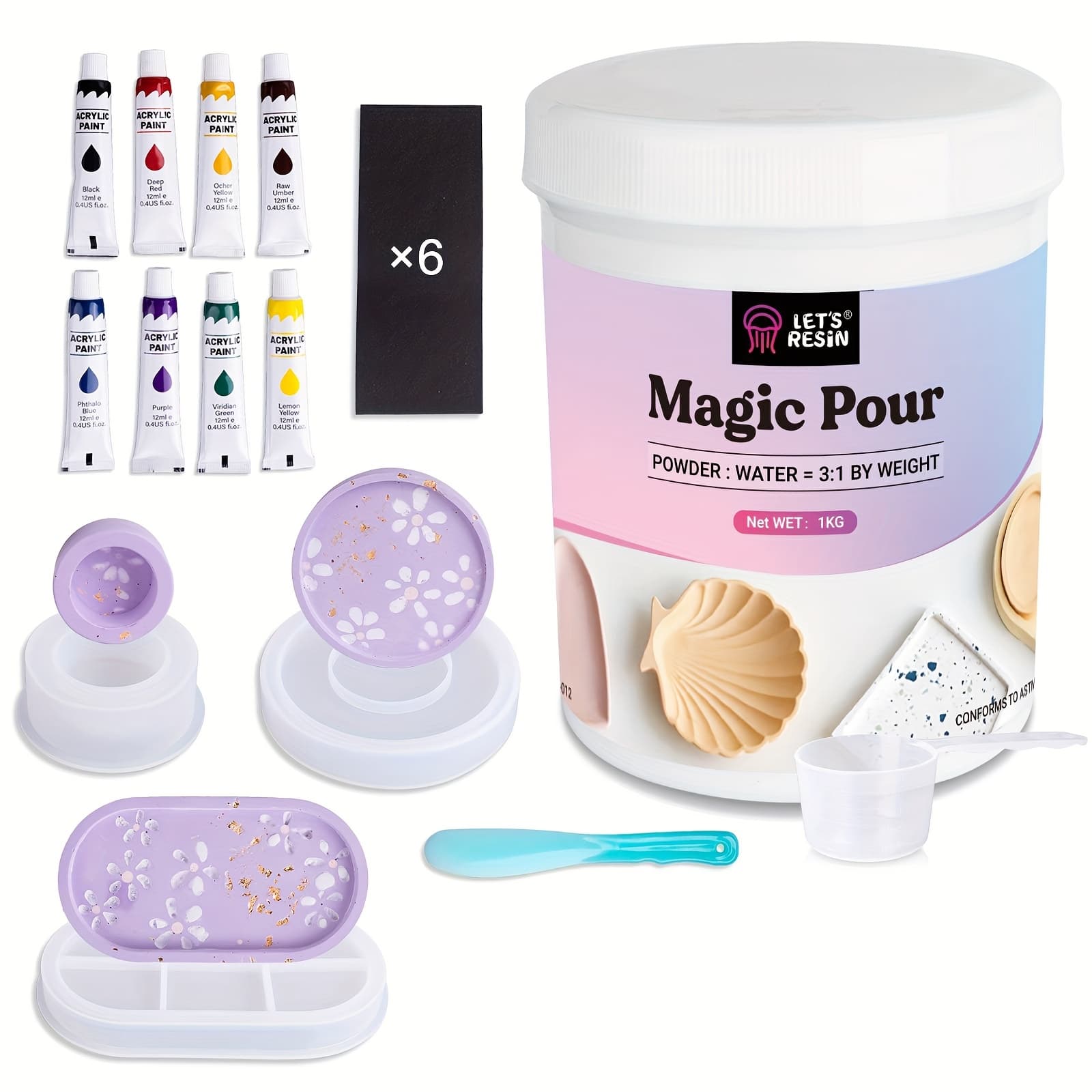 TEMU Resin Resin Casting Powders Starter Kit, 1000g Fast Cured Casting Powder, 20- De-mold, Water Activated Plaster Powder Casting Kit For Diy, Easy Mixing & Self Leveling