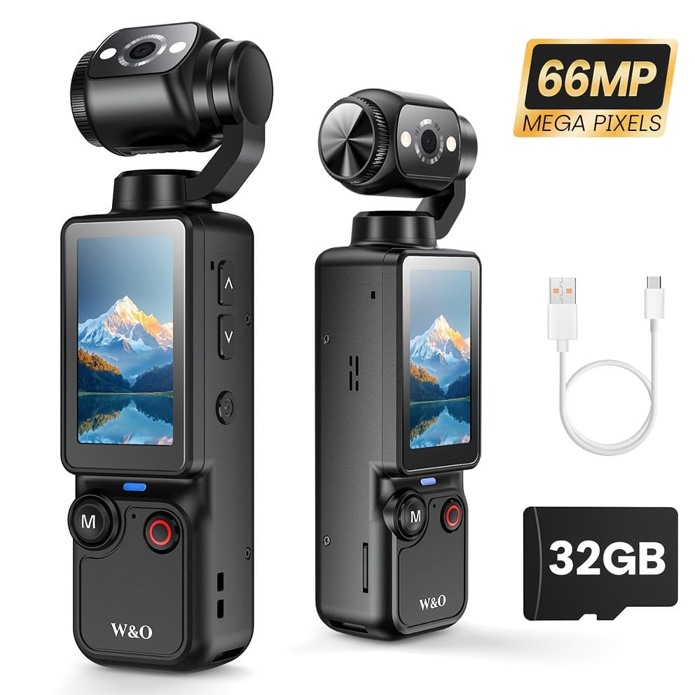 TEMU Video Recording Camera - Portable, Rechargeable, Camera, 4k Handheld Camera Gimbal | 16x | 2000mah|32gb Memory |180 ° , Body Camera, Usb Charging 180 ° Rotation, 1.9 "cmos
