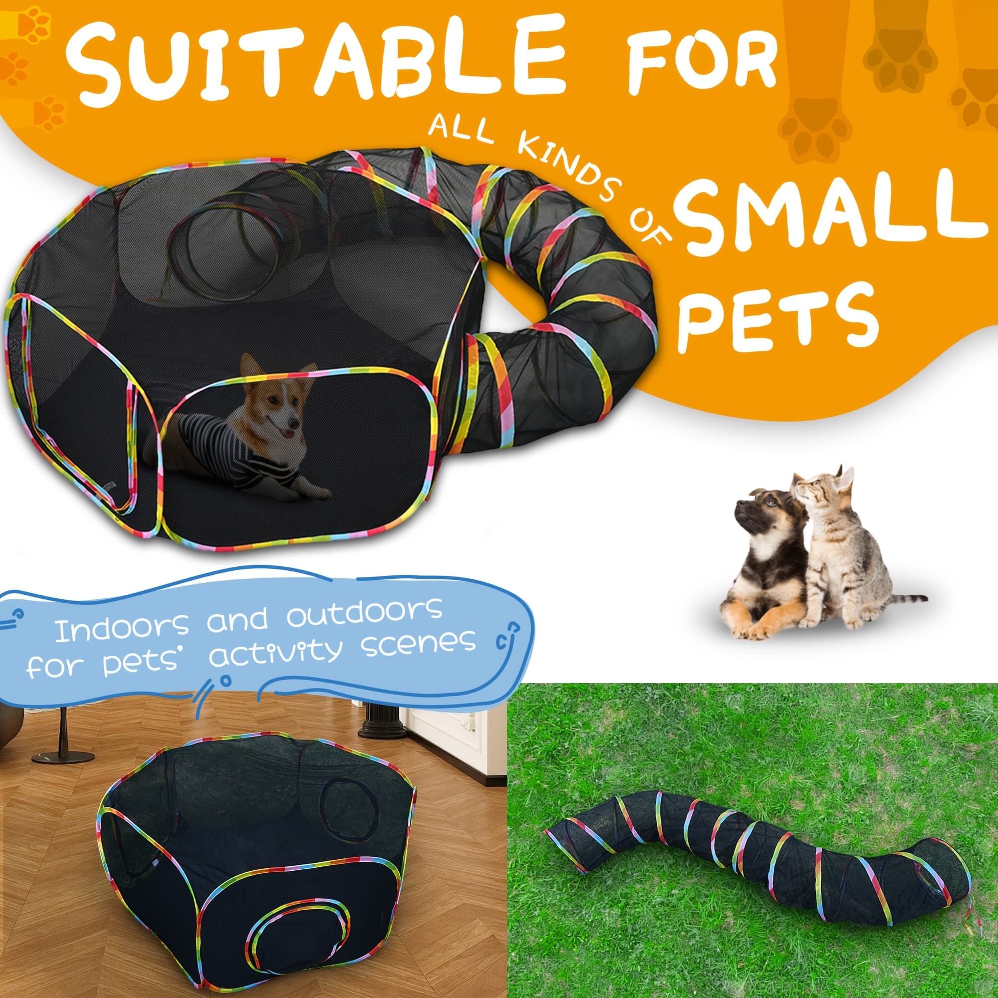 TEMU Outdoor Cat Enclosure - Portable Outdoor Cat Tent - Outside Cat Playpen Pet Enclosure - Enclosed Cat Run - Cat Tunnel Outdoor Cat Tunnels For Indoor Cats & Small Animals