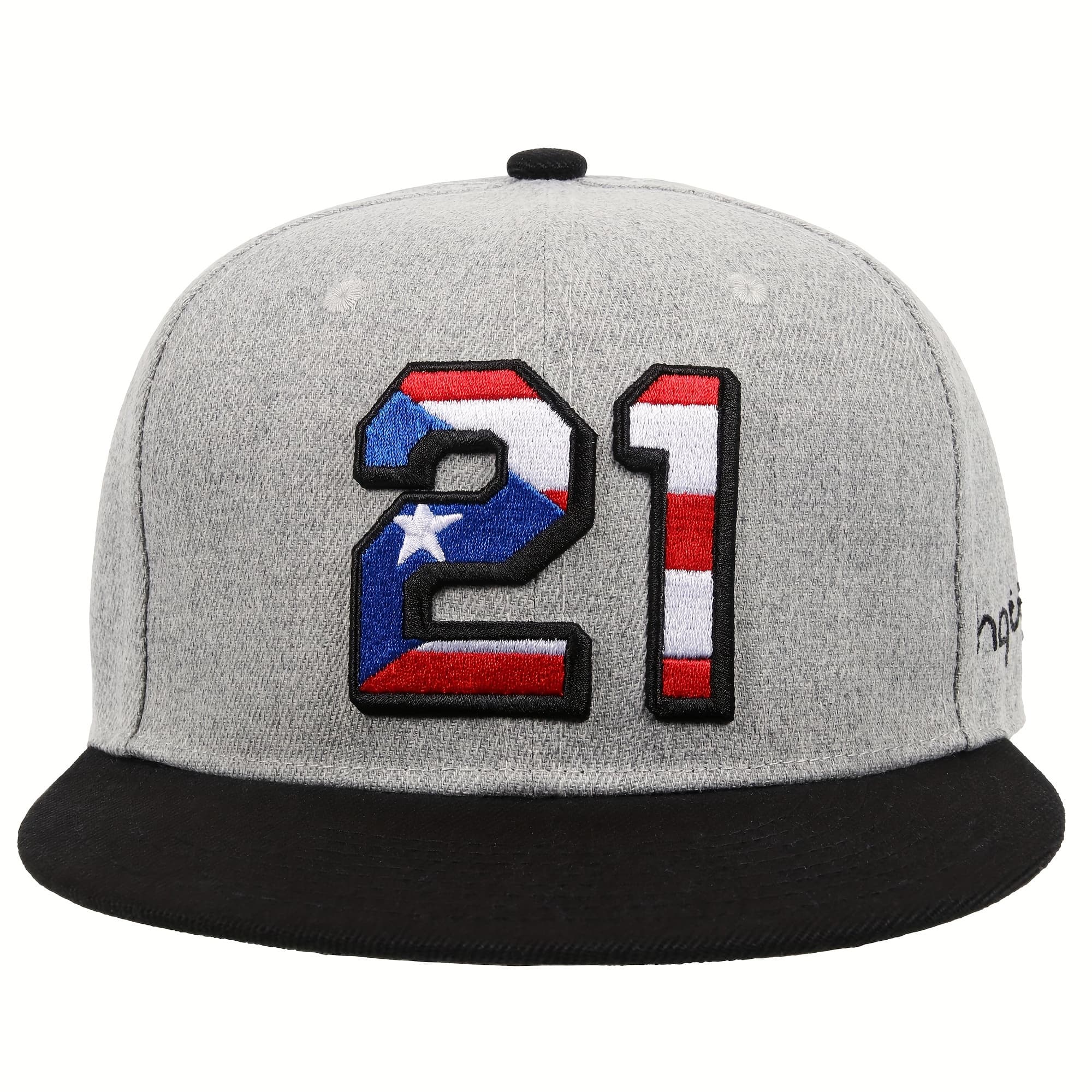 TEMU Men's Baseball Flat Brim Hat, Embroidered Number 21 Truck Outdoor Sport Hat Adjustable Snap-back Dad Black And Teal Hip Hop For Men Women Fits 56-60cm Head