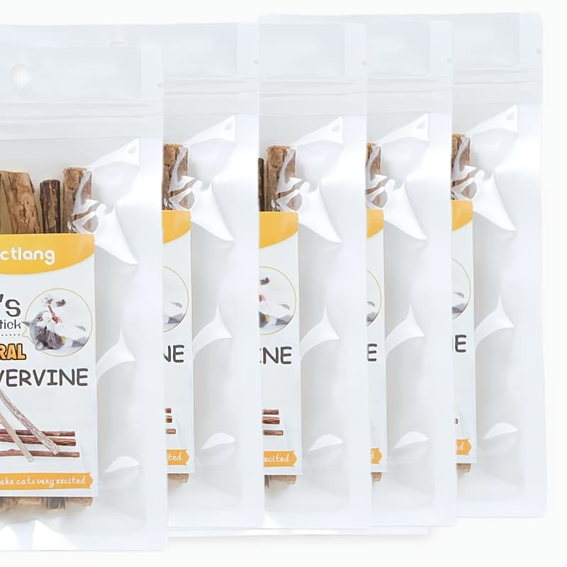TEMU 25pcs Of Cat Chew Sticks (5pcs Per Bag), Designed For Grinding, Playing, And Cleaning Teeth, Serve As Interactive Teething Toys