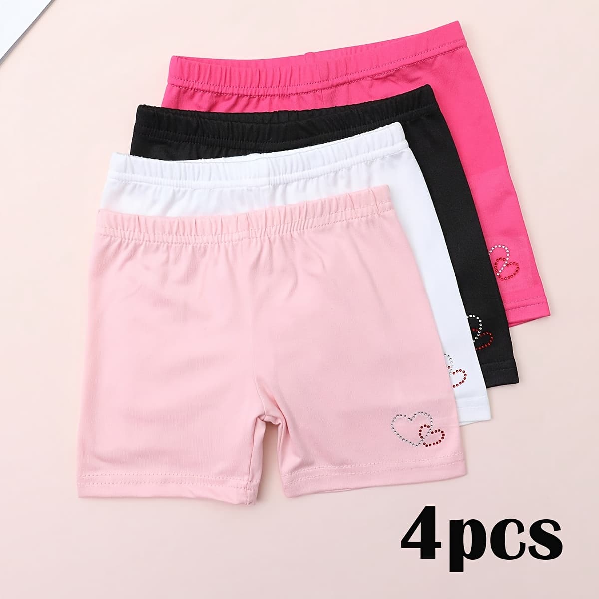 TEMU 4-pc Of Girls' Shorts, Baby Anti-exposure Leggings, Breathable, Popular, Versatile Pants